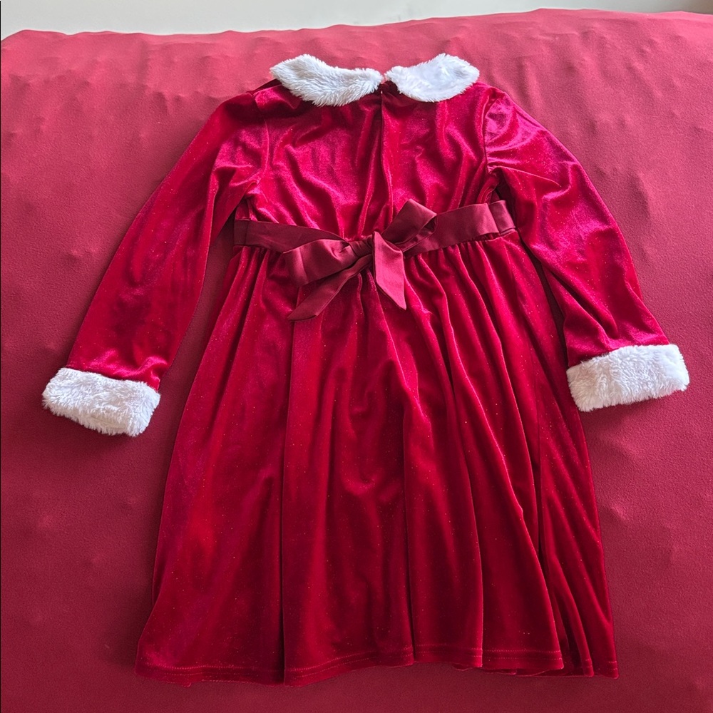 Blue Beri Red Velvet Dress with White Trim Size 7/8